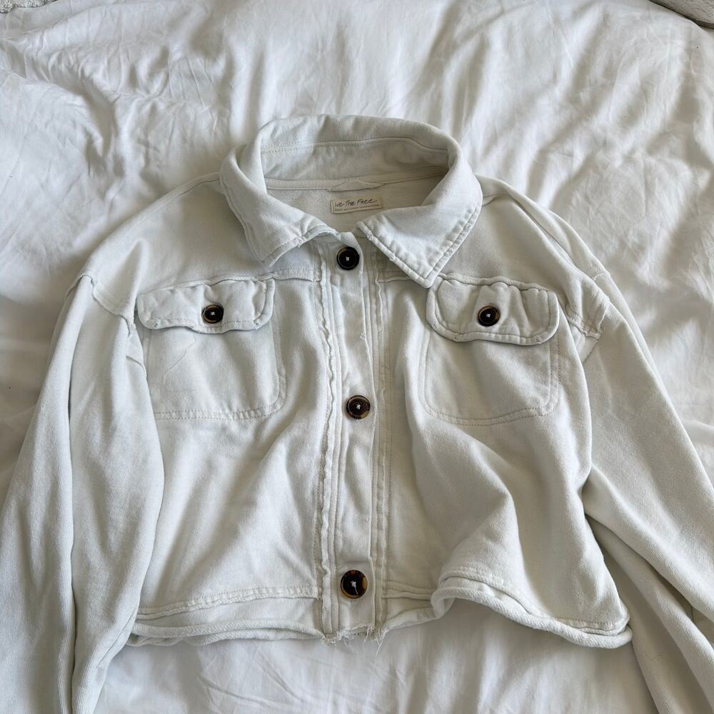 We The Free Saturday Cropped Shirt Jacket White Size S